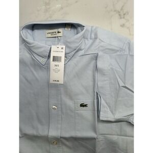Lacoste Short Sleeve Button Down Up Front Shirt Pocket Regular Fit Mens 38 Small